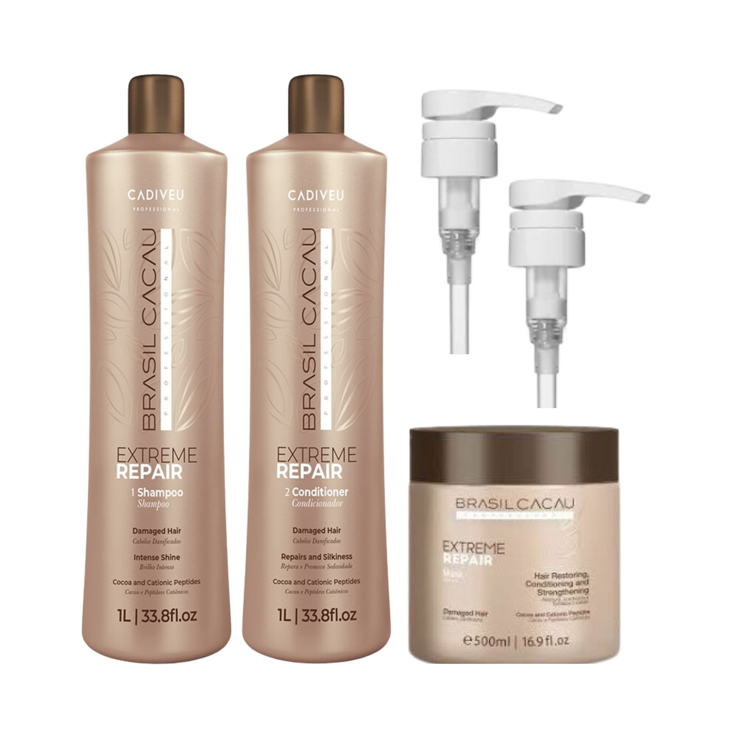 BRASIL CACAU EXTREME REPAIR SHAMPOO, CONDITIONER AND MASK