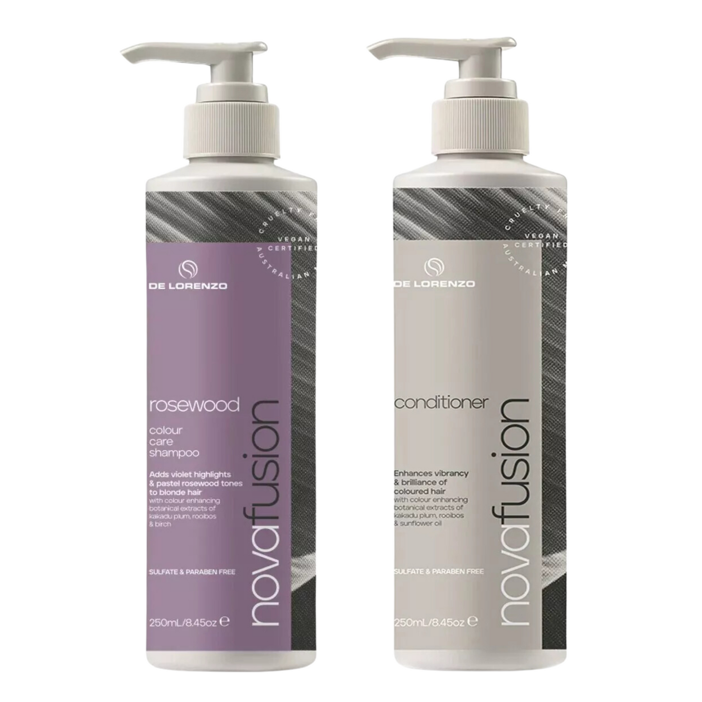 DELORENZO NOVAFUSION ROSEWOOD SHAMPOO AND CONDITIONER