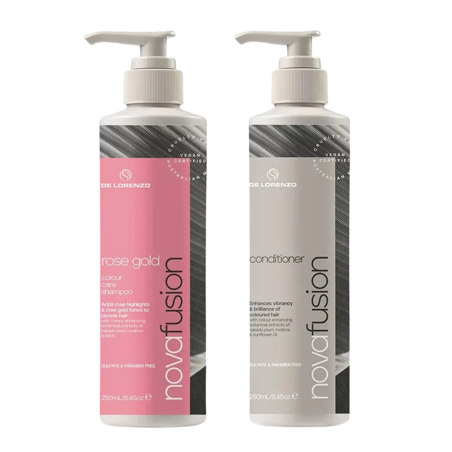 DELORENZO NOVAFUSION ROSE GOLD SHAMPOO AND CONDITIONER