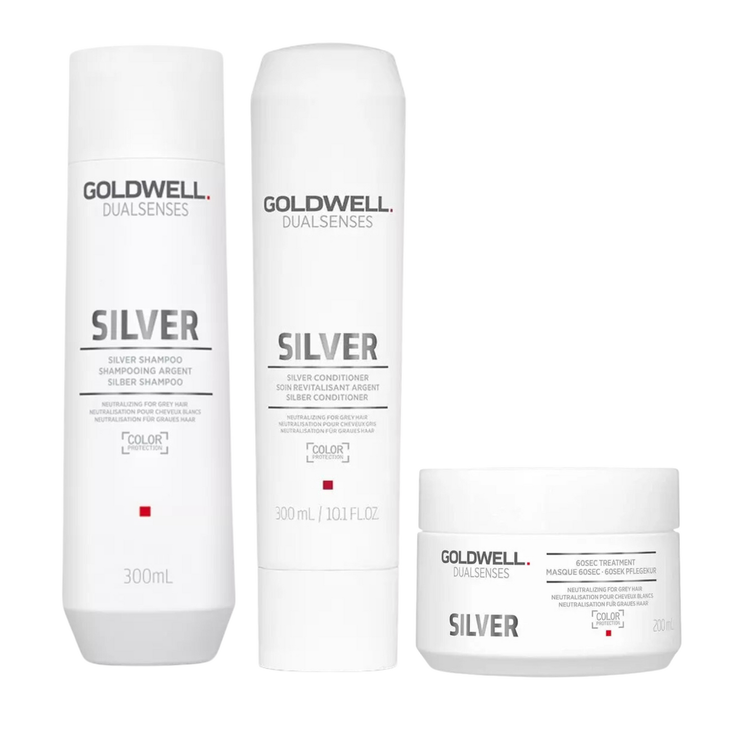 GOLDWELL DUALSENSES SILVER SHAMPOO, CONDITIONER AND TREATMENT