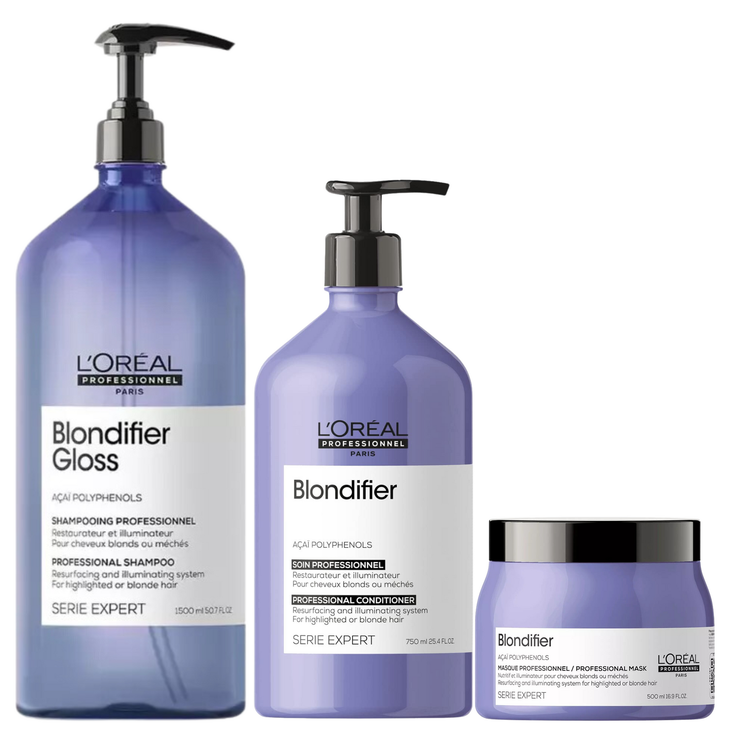L'OREAL BLONDIFIER GLOSS SHAMPOO, BLONDIFIER CONDITIONER AND MASK
