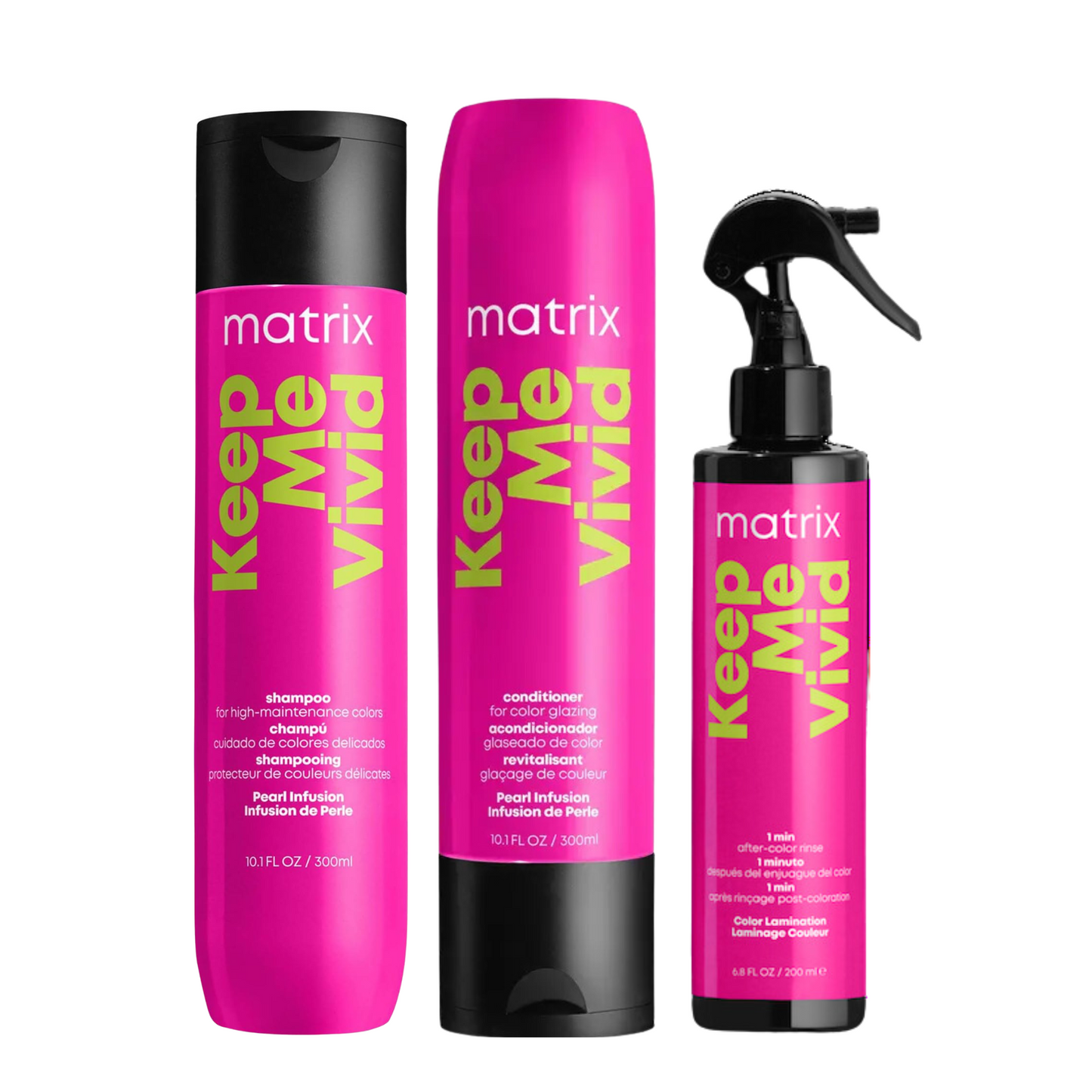 MATRIX TOTAL RESULTS KEEP ME VIVID PEARL INFUSION SHAMPOO, CONDITIONER AND COLOR LAMINATION