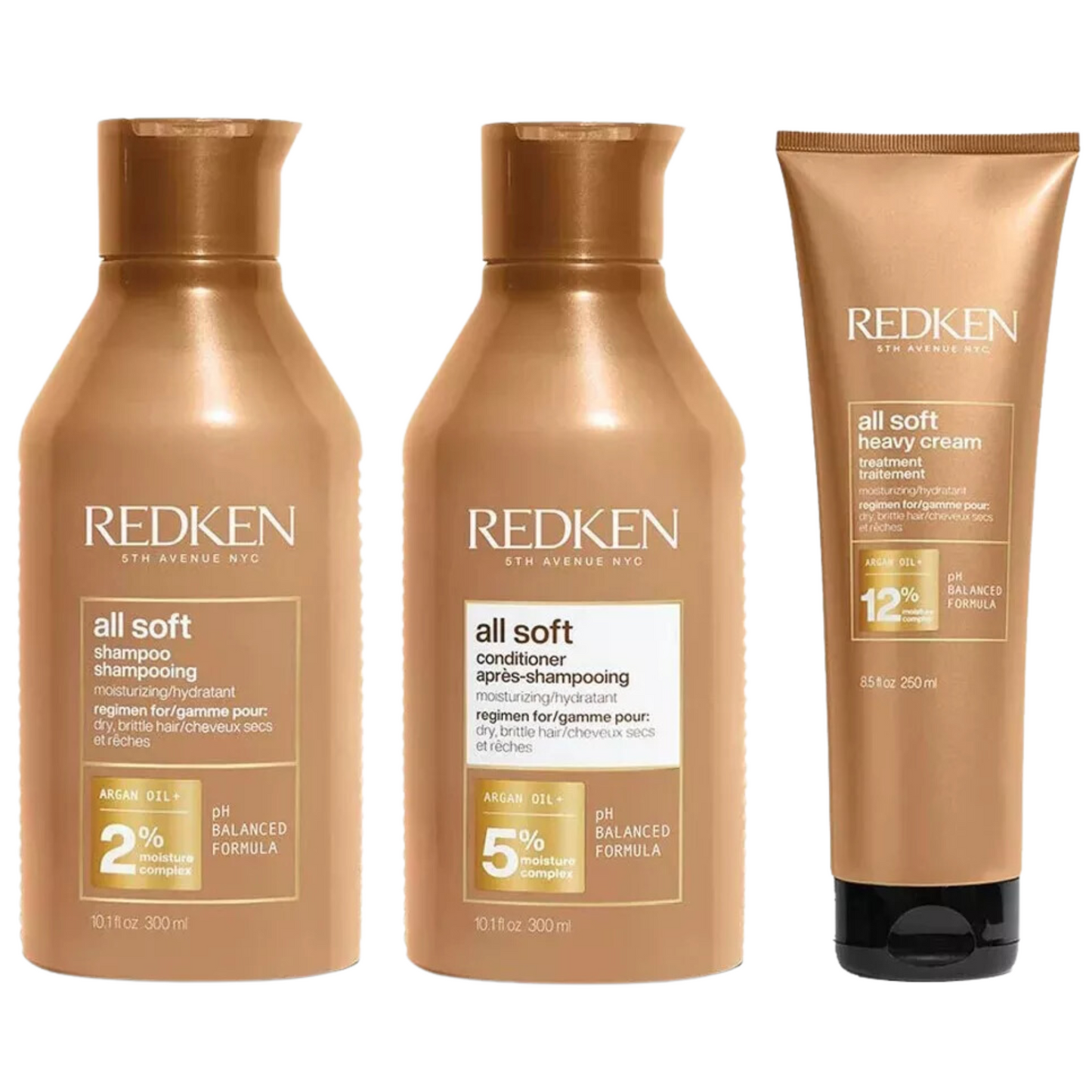 REDKEN ALL SOFT SHAMPOO, CONDITIONER AND TREATMENT