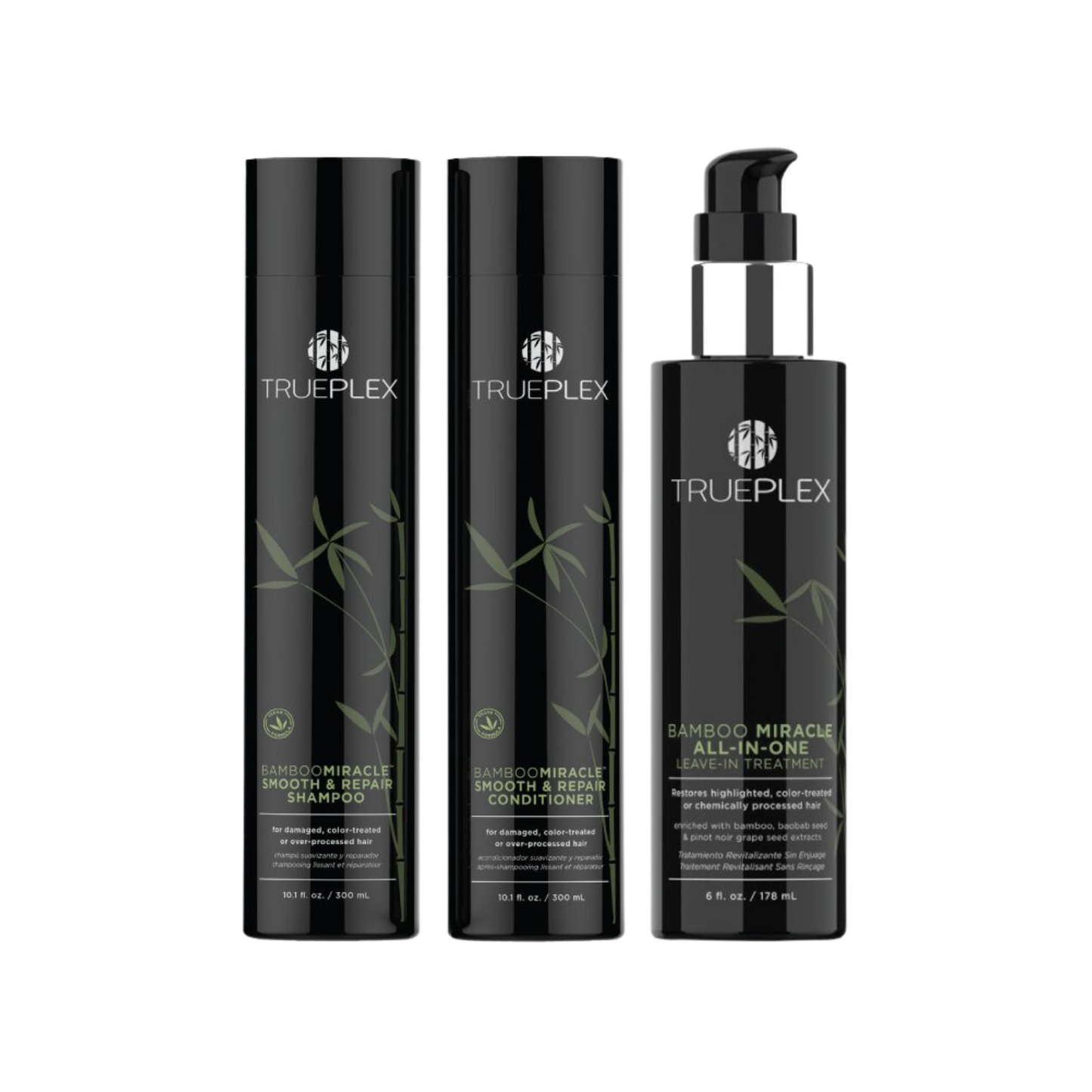 KERATHERAPY TRUEPLEX BAMBOO MIRACLE SMOOTH AND REPAIR SHAMPOO, CONDITIONER AND TREATMENT