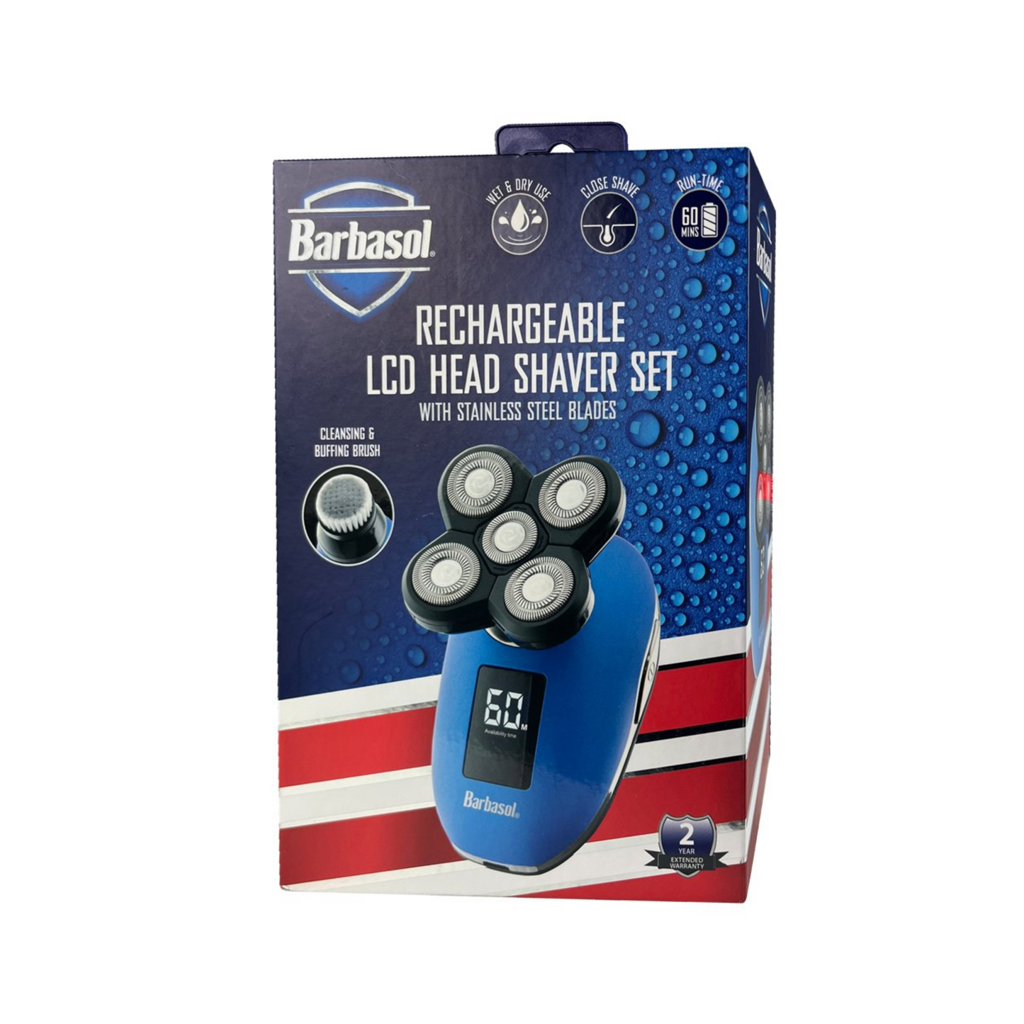 BARBASOL RECHARGEABLE LCD HEAD SHAVER SET