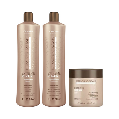 BRASIL CACAU EXTREME REPAIR SHAMPOO, CONDITIONER AND MASK