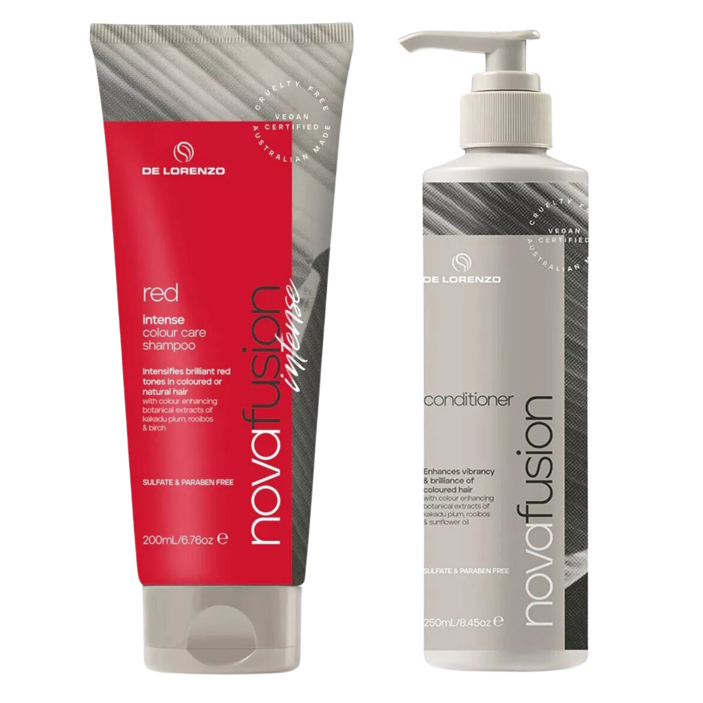DELORENZO NOVAFUSION INTENSE RED SHAMPOO AND CONDITIONER