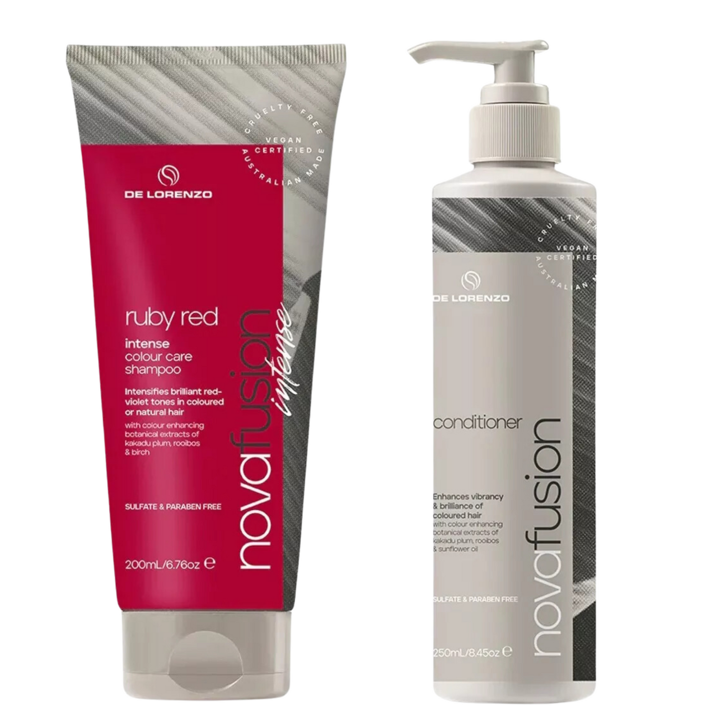 DELORENZO NOVAFUSION INTENSE RUBY RED SHAMPOO AND CONDITIONER