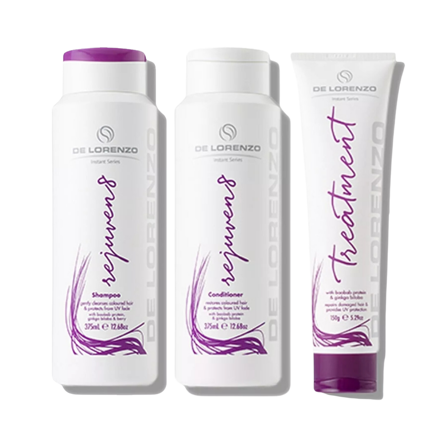 DE LORENZO INSTANT REJUVEN8 SHAMPOO, CONDITIONER AND TREATMENT
