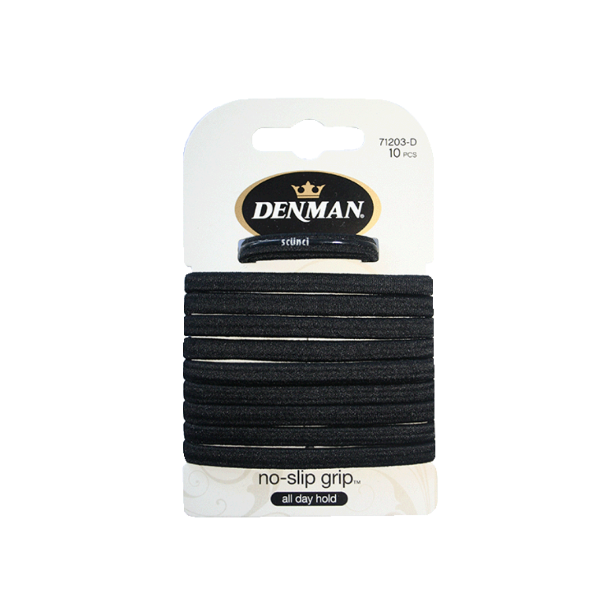 DENMAN NO SLIP ELASTICS BLACK 10 PACK