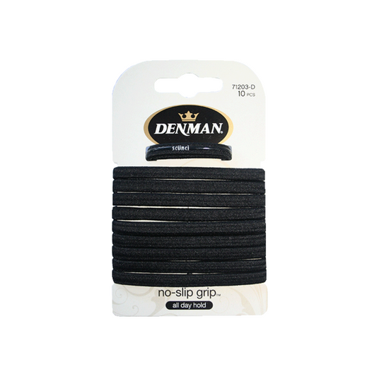 DENMAN NO SLIP ELASTICS BLACK 10 PACK