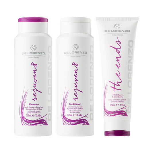 DE LORENZO INSTANT REJUVEN8 SHAMPOO, CONDITIONER AND THE ENDS TREATMENT