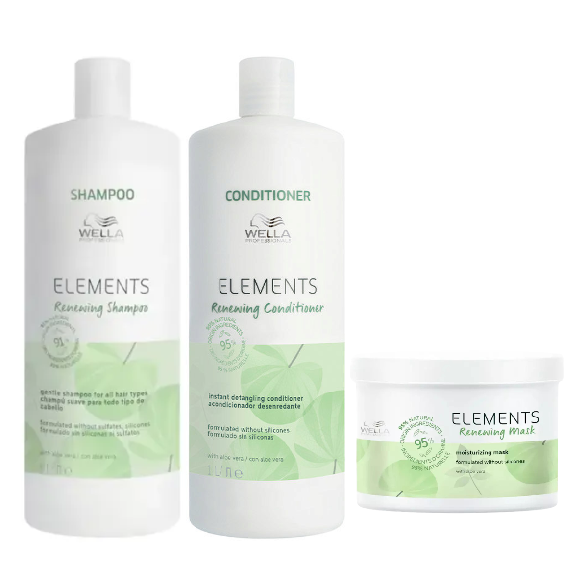 WELLA ELEMENTS RENEWING SHAMPOO AND CONDITIONER AND MASK