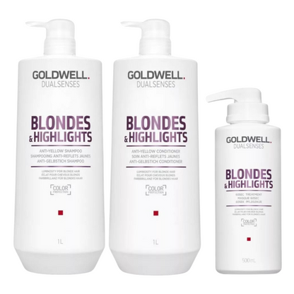 GOLDWELL DUALSENSES BLONDE & HIGHLIGHTS SHAMPOO, CONDITIONER AND TREATMENT