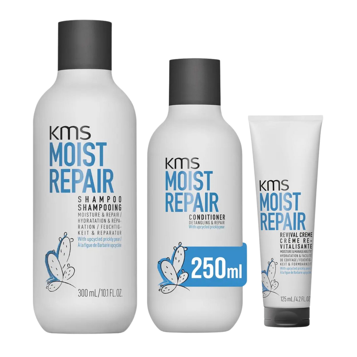 KMS MOIST REPAIR SHAMPOO, CONDITIONER AND REVIVAL CREAM