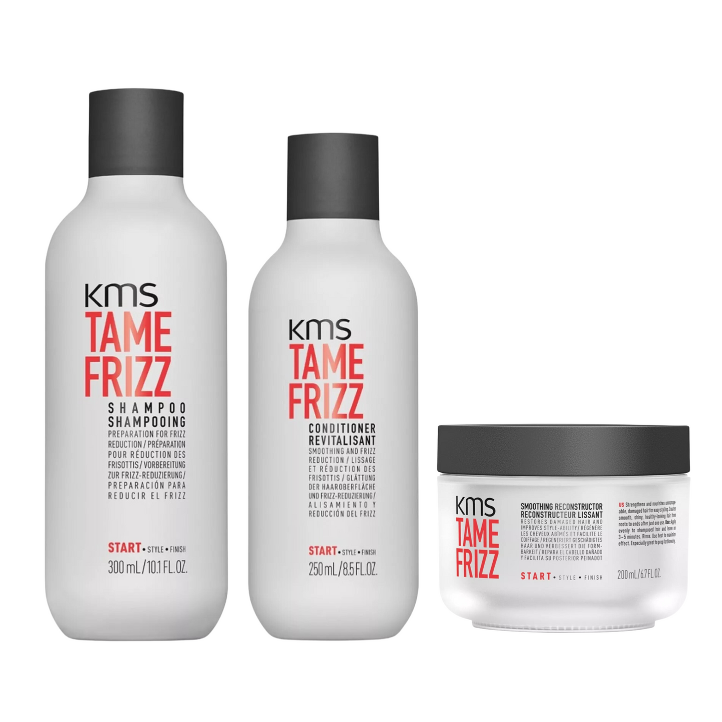 KMS TAME FRIZZ SHAMPOO, CONDITIONER AND TREATMENT