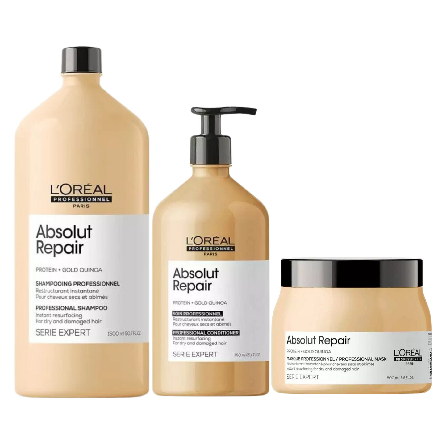 L'OREAL ABSOLUT REPAIR SHAMPOO, CONDITIONER AND MASQUE
