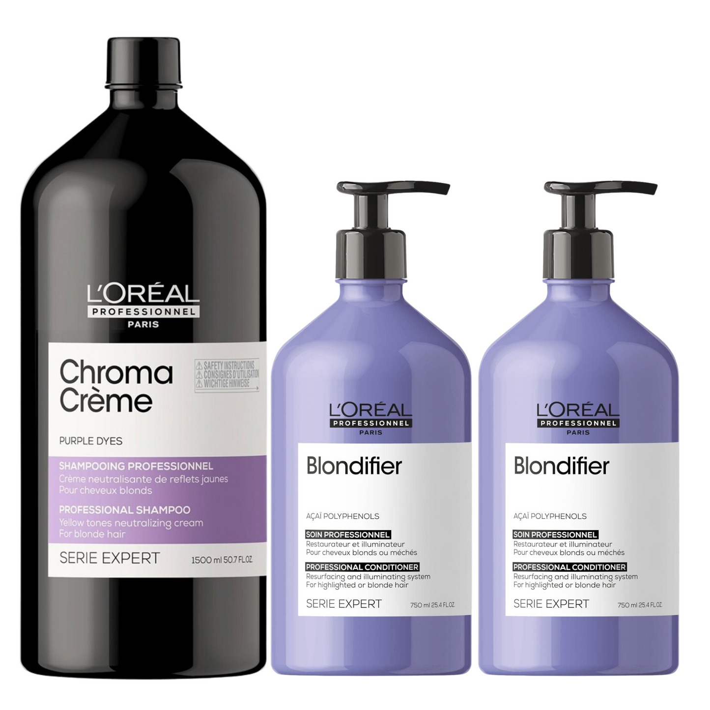 L'OREAL CHROMA CREME PURPLE DYES SHAMPOO AND BLONDIFIER CONDITIONER