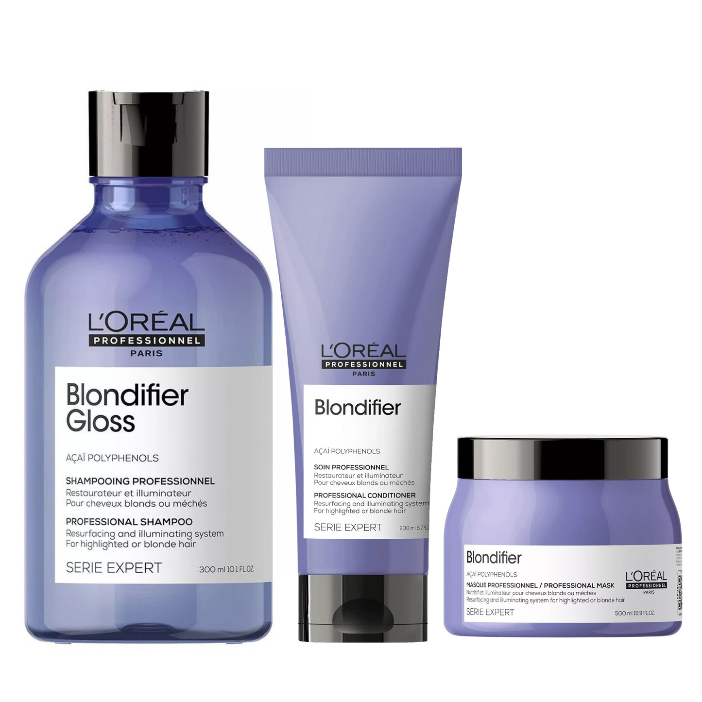 L'OREAL BLONDIFIER GLOSS SHAMPOO, BLONDIFIER CONDITIONER AND MASK