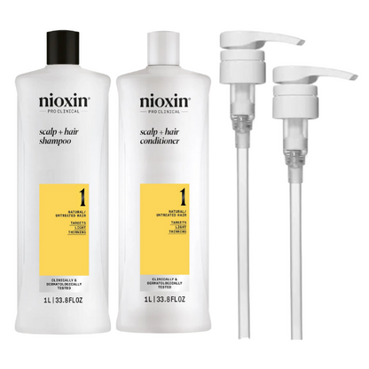 NIOXIN SCALP + HAIR THICKENING SYSTEM 1 SHAMPOO & CONDITIONER