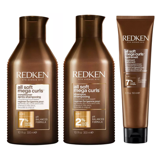 REDKEN ALL SOFT MEGA CURLS SHAMPOO, CONDITIONER AND TREATMENT